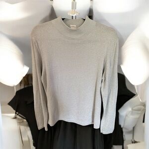 Yarnworks Silver metallic mock neck sweater Size: M EUC